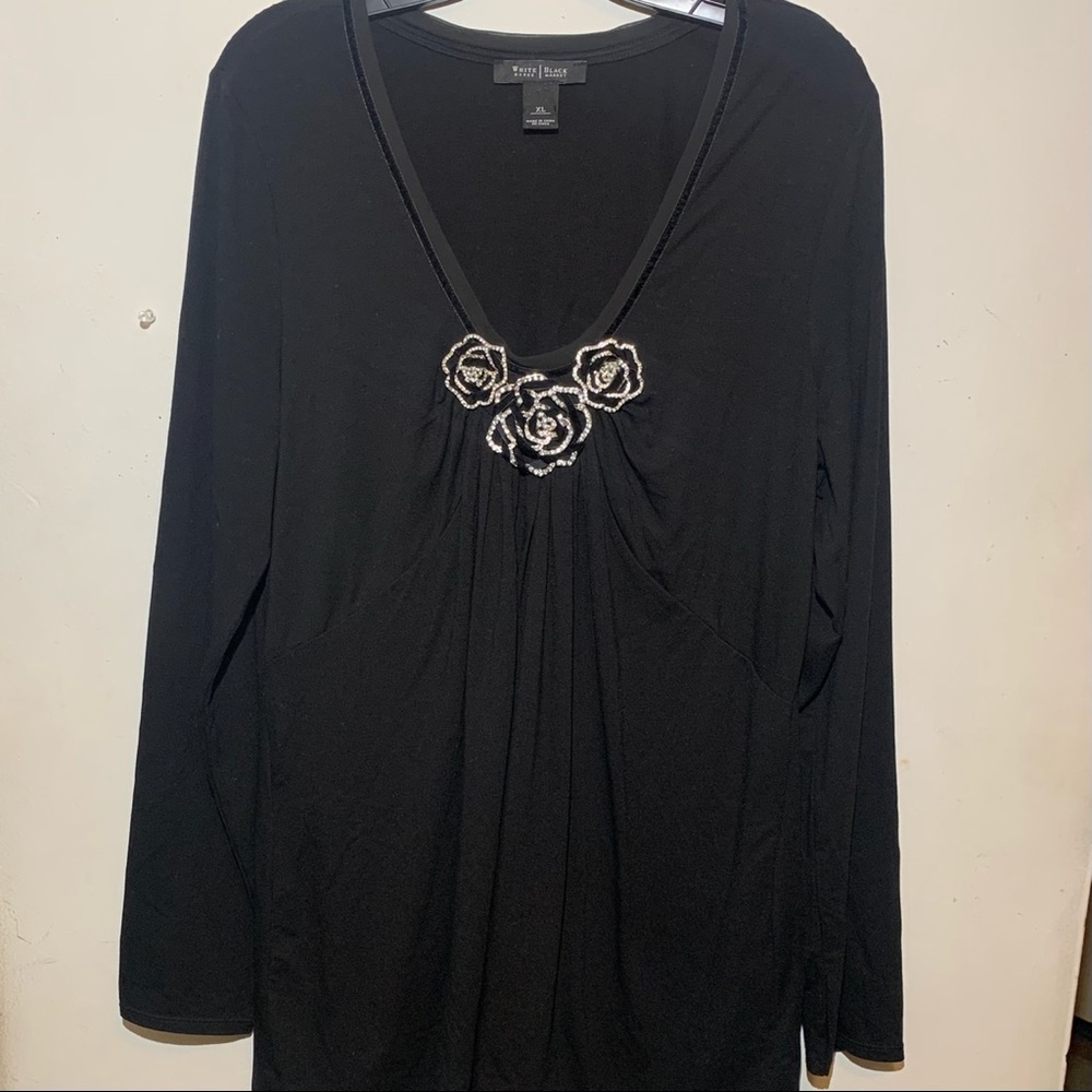 White House Black Market long sleeve black top